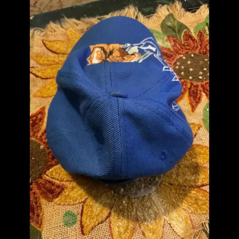 Embroidered Blue Horse Cap One Size fits Most Cotton Blend